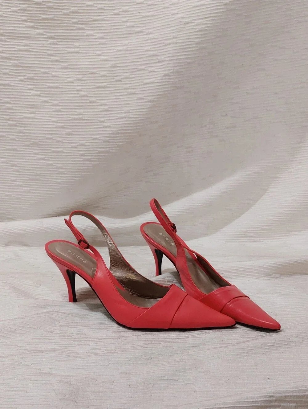 Women's Pointed Slingback Heels in Coral Pink Size 39